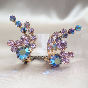 Austrian AB Floral Spray Clip ons